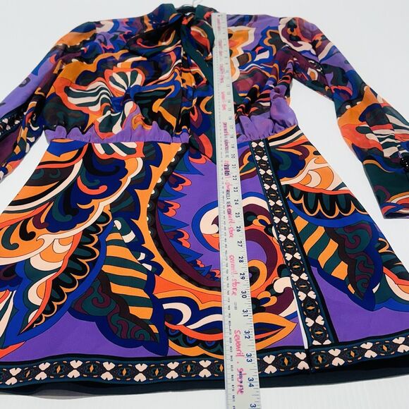 Zara Pucci Mini Dress Neck Tie Multi Color Printed Size S NWOT - Picture 13 of 16